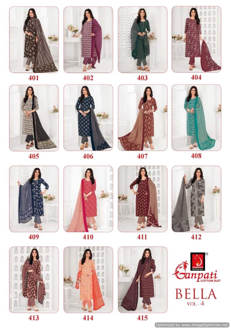 Bella Vol 4 By Ganpati Jaipuri Printed Cotton Kurti With Bottom Dupatta Wholesalers In Delhi
